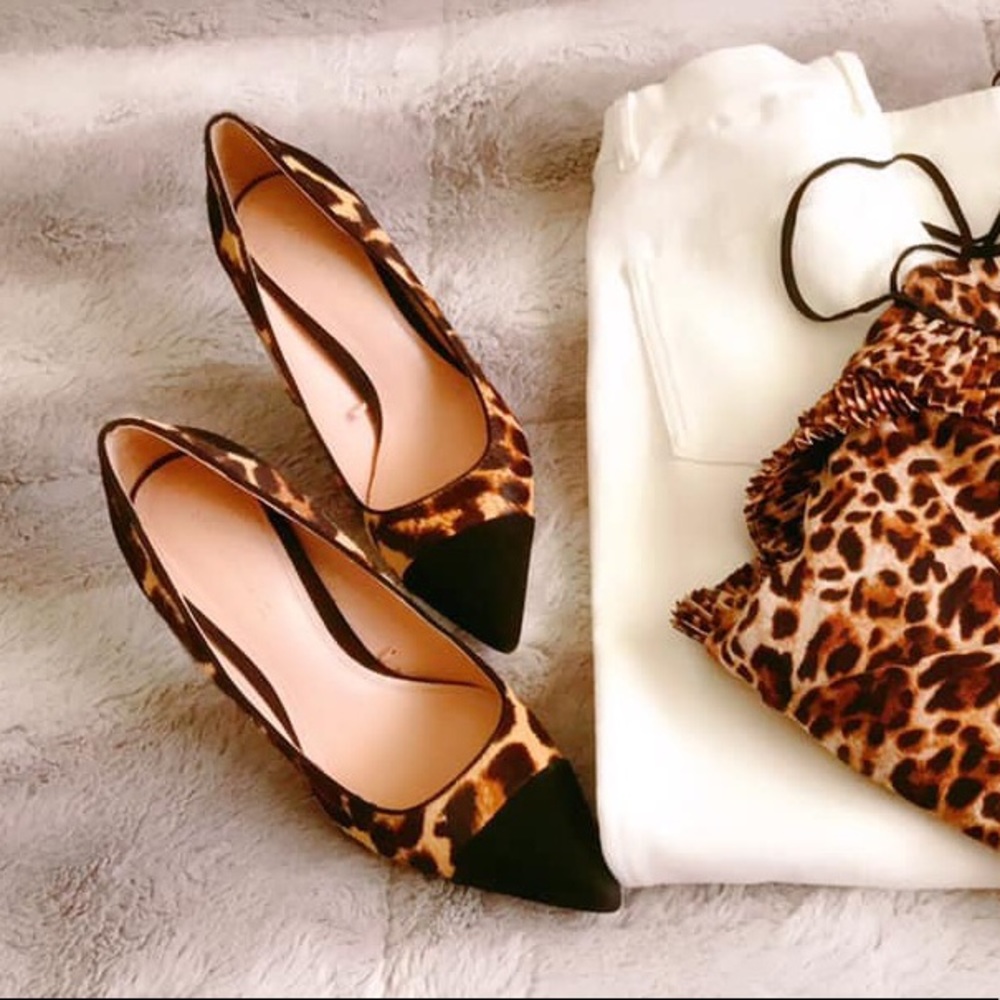 Leopard high heels leather print